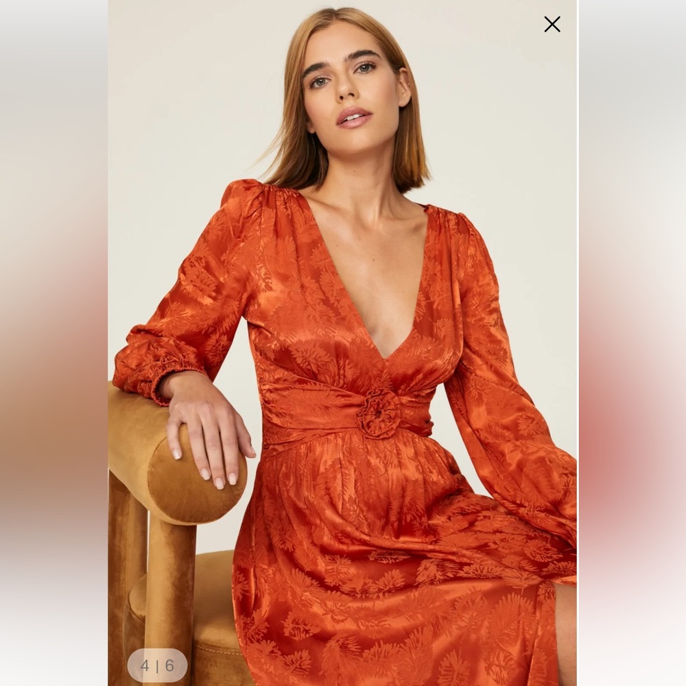 Love, Whit by Whitney Port Orange Jacquard Midi